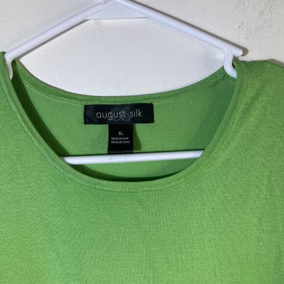 Womens August Silk Silk Blend Top Round Neck Sleeveless XL Green Viscose Silk Ny - Picture 3 of 8